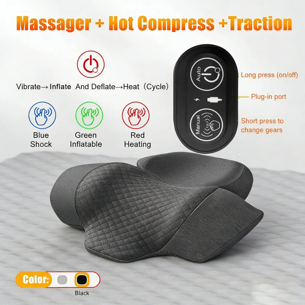 Hot-Traction C Color Cervical Neck Support Pillow – Orthopedic Massage Cushion