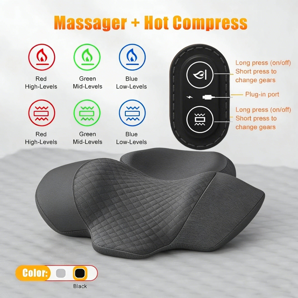 Hot-Massage C Color Cervical Neck Support Pillow – Orthopedic Massage Cushion